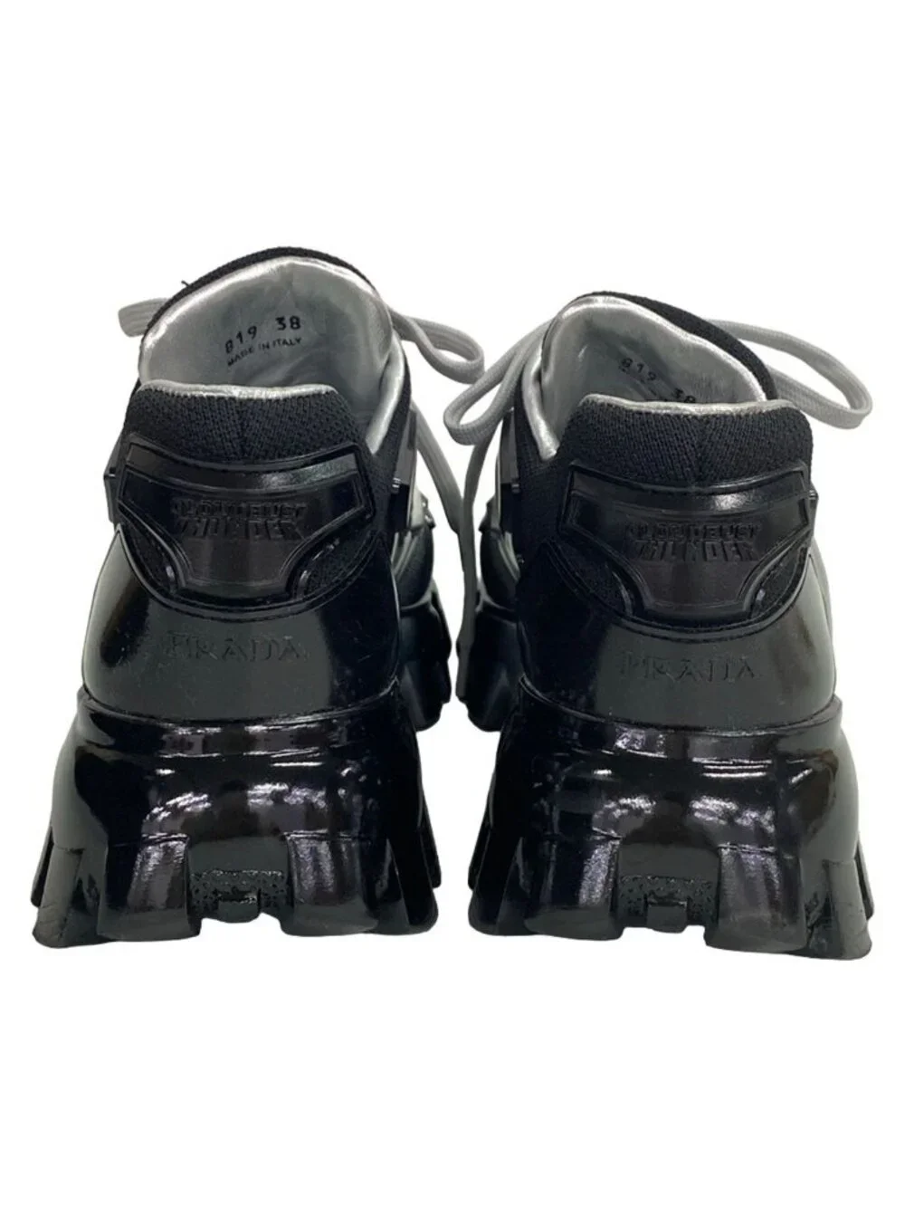 Prada Sneakers Black Silver Platforms